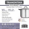 Olla Tramontina Gourmet 15,2 litros Acero inoxidable Fondo Triple Tapa Vidrio Templado 4mm - Imagen 2